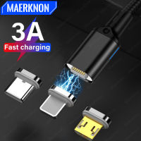 3A Kabel USB Magnetik Cepat Mengecas Jenis C Kabel Data Magnet Kabel untuk Xiaomi Samsung Mikro USB Pengecas Wayar