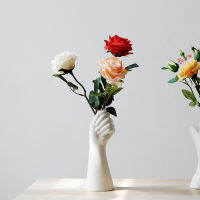 Ceramic Hand Flower Vase for Hhydroponic Floral Arrangement Table Wedding Party Decorations 9.3inch Hand Shape Sculpture Vase