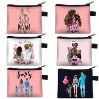 Cute Family Best Team Print Coin Purse Mama Papa Girls Wallet Mother Father Coin Bags Kids Purse Keychain Credit Card Money Bag