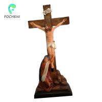 Focheni Jesus Cross กับแม่รูปแกะสลักพระเยซูศักดิ์สิทธิ์งานศิลปะสำหรับชั้นวางสำหรับห้องนอนสำนักงาน