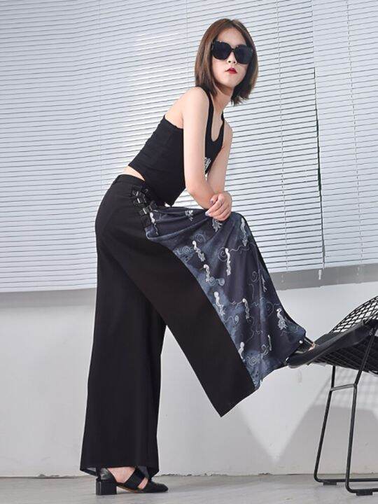 xitao-pants-vintage-casual-print-women-loose-wide-leg-pants