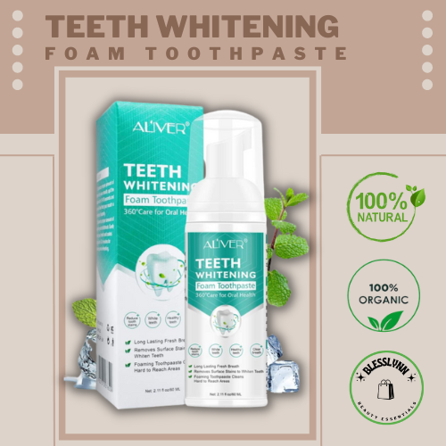 ALIVER TEETH Whitening Foam Toothpaste 60ML - Foaming Toothpaste CLEANS ...