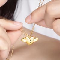 Trendy Alloy Broken Heart Magnet Couples Necklace/ Minimalist Adjustable Heart Pendant Clavicle Chain/ Creative Distance Magnetic Charms Short Chains