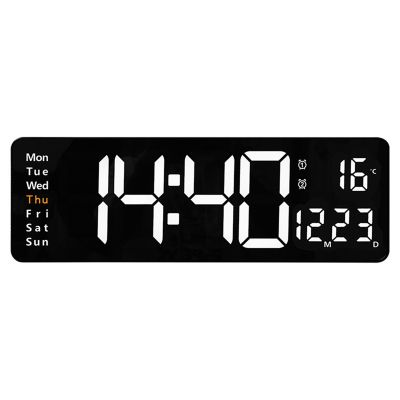 1 Piece Wall-Mounted Clocks Temp Date Week Display Dual Electronic Alarms Table with Remote Control Green