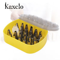 Kaxcio 29Pcs หัวบีบแต่งเค้กชุดสแตนเลสเหล็กไอซิ่งหัวบีบครีมพร้อมกับกล่องเก็บของเบเกอรี่อุปกรณ์สำหรับทำเค้กหัวแต่งหน้าเค้กชุด