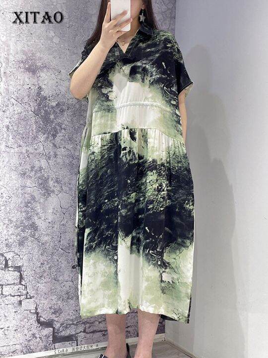 xitao-dress-vintage-loose-temperament-casual-women-shirt-dress