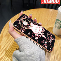 เคส JIUMOO สำหรับ Huawei Mate 40 Pro เคสการ์ตูนกระต่ายมีความสุขใหม่กรอบสี่เหลี่ยมชุบพื้นผิวเคสนิ่มซิลิกาเจลกันกระแทกเคสมือถือรวมเลนส์กล้องถ่ายรูปฝาครอบป้องกัน