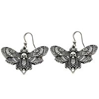 Goth Gothic Death Skull Moth Chain ต่างหูผู้ชายผู้หญิงจี้ Choker ต่างหู Vintage Punk เครื่องประดับใหม่ Fashion