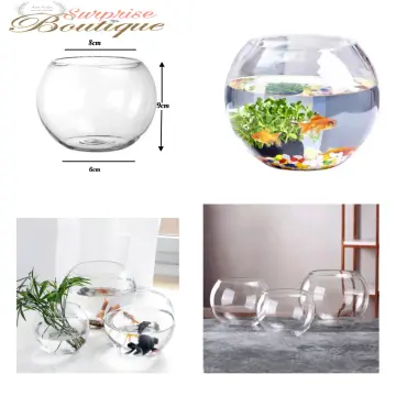 White Round Shape Aquarium Glass Hanging Fish Bowl Flower Vase