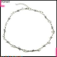 POPART ใหม่ สไตล์กอธิค ฮิปฮอป สร้อยข้อมือลวดหนาม เหล็กลวดขนาดเล็ก สร้อยคอ Choker Unisex สร้อยคอ Choker โซ่หนามเล็ก