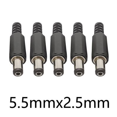 5/10Pcs 5.5X2.5 mm DC Power Plug Jack Connector Black Plastic Cover 5.5*2.5mm DC Male Wire Terminals Adapter  Wires Leads Adapters