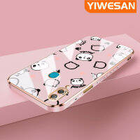 YIWESAN เคสสำหรับ Huawei Y7 2019 Y7 2019ชั้นหนึ่งเคสข้าวปั้นลายการ์ตูนแพนด้าน่ารักใหม่กรอบสี่เหลี่ยมชุบซิลิกาเจลนิ่มเคสมือถือกันกระแทกรวมทั้งหมดเลนส์กล้องถ่ายรูปฝาครอบป้องกัน