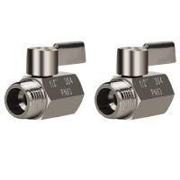 2X 304 Stainless Steel Mini Ball Valve(1/2 Inch Female x Male) NPT Thread, Water Flow Regulator Head Control Valve