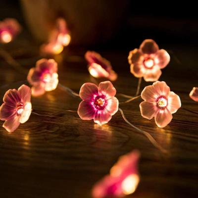 2M เชอร์รี่ Strings Blossom ดอกไม้สาย LED Fairy โคมไฟในบ้านงานแต่งงานสีชมพู Bells Garland Deco โคมไฟติดผนังกลางแจ้ง