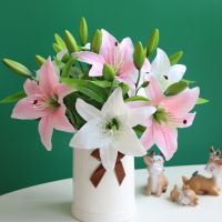 Artifical Flowers Short Stem Artificial Lily Plants Flower Buds Home Hotel Bedroom Dinning Hall Arrangement Party Decor