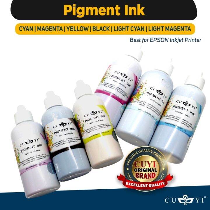 CUYI Pigment Ink 100ML (6 Colors)) Cyan Magenta Yellow Black Light Cyan ...