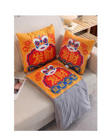 Pillow Blanket 2 In 1 Warm Flannel Foldable Patchwork Quilt Blanket Chinese New Year Lucky Money Home Office Throw Cushion