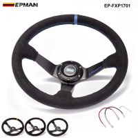 EPMAN Auto 350mm Deep Dish Drift Racing Steering Wheel Suede leather With Horn Button EP-FXP1701 Furniture Protectors  Replacement Parts