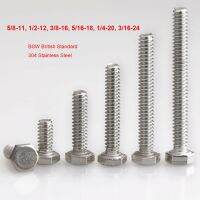 Eksternal Hex Kepala Sekrup BSW British Standard 304 A2 Full Stainless Steel Threaded Hex Bolts 5/8 1/2 3/8 5/16 1/4 3/16