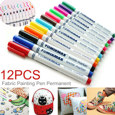 PEXELS 12Pcs ใหม่การทาสีผ้าปากกาเพอร์มาเน้นปากกาเขียนผ้าสำหรับเสื้อยืดออกแบบเสื้อผ้า