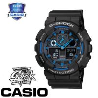 Casio G-SHOCK GA-100-1A2DR นาฬิกา รับประกัน 1 ปี สายคล้องเรซิ่นแฟชั่นแท้ 100% จอแสดงผลคู่กันน้ําและกันกระแทกผู้ชาย Sports Watch Night Elf