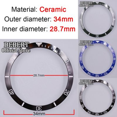 34Mm*28.7Mm Ceramic Watch Bezel Fit 36Mm Automatic Watch Replacement Spare Parts Black/Blue/Green Bezel Ring