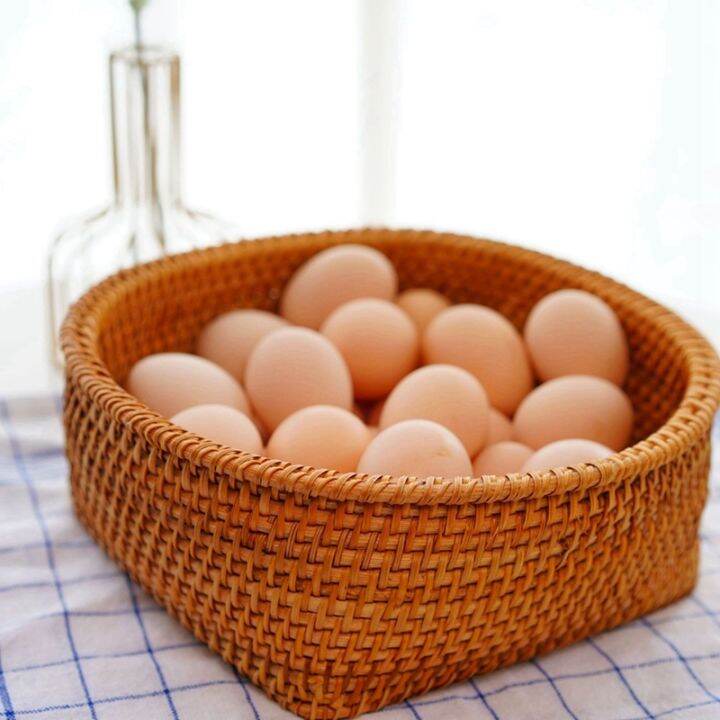 handwoven-rattan-storage-tray-set-round-wicker-basket-bread-food-plate-fruit-cake-platter-dinner-serving-tray