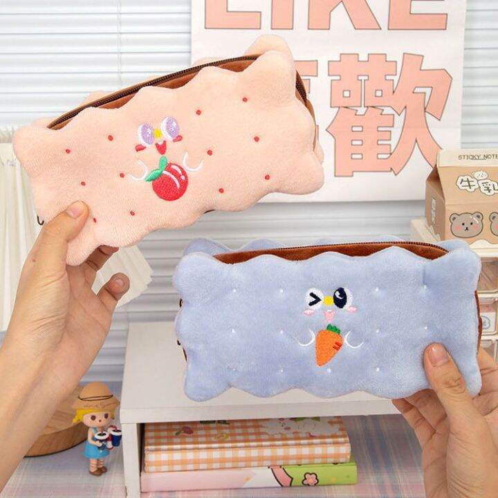 1ชิ้นเคสดินสอบิสกิตสร้างสรรค์สไตล์เกาหลีน่ารักกระเป๋าใส่ดินสอสำหรับผู้หญิงสไตล์-ins-ญี่ปุ่นมัธยมต้นนักเรียนที่มีดินสอความจุขนาดใหญ่สัมผัสขั้นสูงกล่องเครื่องเขียน