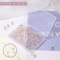 100pcs/set Transparent Rose Gold Push Pins Thumb Thumbtack Board Pins Drawing Photo Wall Studs For Office School Supplies Clips Pins Tacks