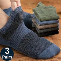 【CW】 Socks Men Cotton Moisture Wicking Athletic Breathable  Short Sweat Deodorant Sox