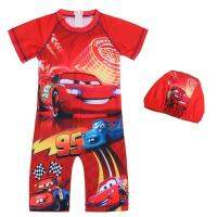 Lightning McQueen ชุดว่ายน้ำวันพีซลายการ์ตูนสำหรับเด็กผู้ชายเด็กผู้หญิงชุดว่ายน้ำพิมพ์ลาย0375