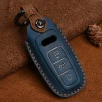 Luxury Leather Car Key Case Cover Fob Protector Accessories for Audi A6 A4L A5 A7 A8L Q7 Q8 Q3 A3 Keychain Holder Keyring Shell