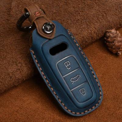 Luxury Leather Car Key Case Cover Fob Protector Accessories for Audi A6 A4L A5 A7 A8L Q7 Q8 Q3 A3 Keychain Holder Keyring Shell