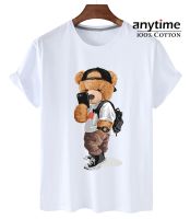 Best Cotton Fabric Street Selfie Bear Print Loose Tshirt Tees Best