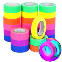 UV Glow Cotton Tape Neon Gaffer Safety Masking Warning Fluorescent Self-Adhesive Wedding Party Home Decoration 5pcs Floors Stage Adhesives  Tape