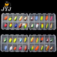 JYJ กล่องแพคเกจที่มีสีสัน2.5กรัม3กรัม3.4กรัม4.5กรัมฮาร์ดโลหะตกปลาช้อนล่อชุด Walleye ปลาเทราท์ช้อนเหยื่อช้อนจิ๊กเหยื่อ