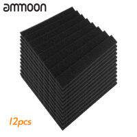 [okoogee]24PCS 12*12*1in Studio Acoustic Foams Panels Sound Insulation Soundproof Sound Absorbing Foam Wall Deadening Flame-retardant for Studio KTV Broadcast Family Theater Black