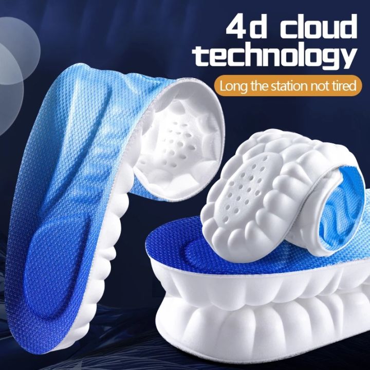 4D Orthopedic Sport Insoles for Feet PU Sole Soft Breathable Shock