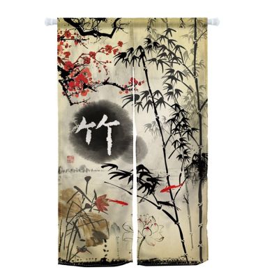 Fashion 2023 Bamboo ink painting door, traditional Chinese art curtain wall hanging at the entrance, Japanese curtain wall, northern bedroom, decorated kitchen