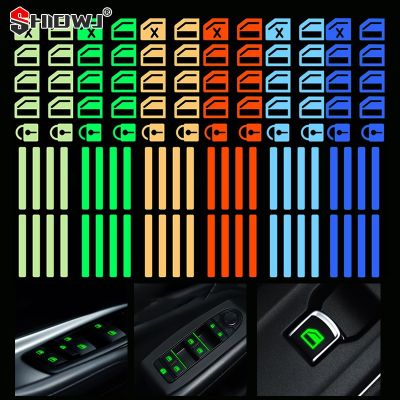 Car Window Lifter Luminous Switch Button Stickers Door Window Lift Night Safety Switch Decoration Fluorescent Decals