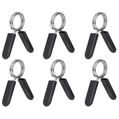 6 Pack 1 Inch (25 mm) Barbell Clip Clamps-Dumbbell Spring Collars for Standard Weight Bar,Working Out,Strength Training