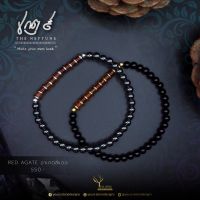 สร้อยข้อมือหิน  เรดอาเกต : Red Agate  แท้ 100% ขนาด 4-4.5mm  สไตล์ Unisex กำไลหิน ร้อยคู่กับ เฮมาไทต์ หรือ นิลโอนิกซ์