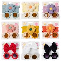 【jw】✘☃✳  2023 Baby Headband Sunglasses Set for Accessories Bow Hairband UV Protection Glasses Kids Beach Headdress 0-3Y