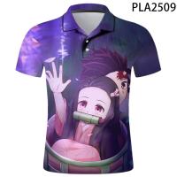 Summer Kimetsu No Yaiba 3D Printed Fashion Streetwear Ropa De Hombre Short Sleeve Cool Men Camisas Ropa Cool Polo Homme