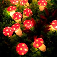 Cute Mushroom Led String Light Garden Fence Mushroom Fairy Light Battery Powered Garland Light For Bedroom Loft Dorm Decor