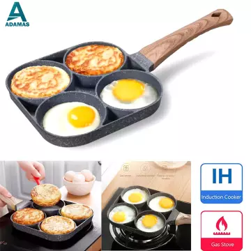 KEWEI Egg Frying Pan 3 Section 2 in 1 Divided Frying Grill Pan