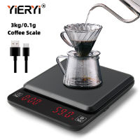 Yieryi 3kg/0.1g Coffee Scale Timer Digital Coffee Scale Electronic Kitchen Scale with Timer rechargeable,Digital Scale for Food, Baking