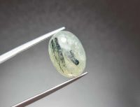 พลอยหลังเบี้ย ไหมเขียว (Green Rutilated Quartz)  น้ำหนัก 11.10 ct. ขนาด 11.9*6.9*15.9 mm. พลอยแท้ 100% เนื้อดี ราคาถูก