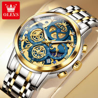 OLEVS 9947 Stainless Steel Band Men Wristwatches Sport Waterproof Quartz Watches For Men Chronograph Calendar