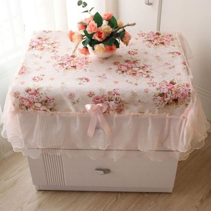dgthe-ผ้าคลุมกันฝุ่นผ้าปูโต๊ะแฟชั่นสี่เหลี่ยมผ้าคลุมโต๊ะดอกไม้สีชมพูตกแต่งผ้าปูโต๊ะลายลูกไม้